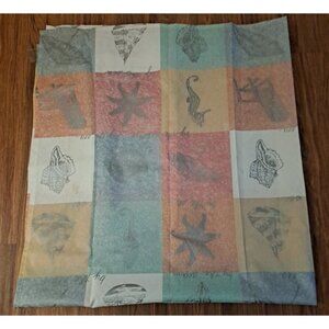 Vintage By The Sea Shower Curtain Fabric Pastel Patchwork Beach House Blue Pink